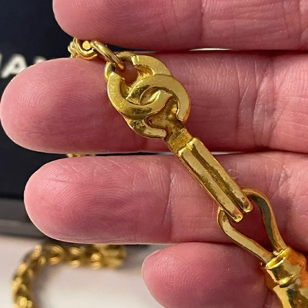 Chanel Vintage Coco Mark Gold Plated Filigree Necklace.